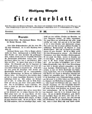 Literaturblatt (Morgenblatt für gebildete Stände) Samstag 2. Dezember 1865