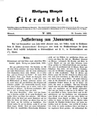 Literaturblatt (Morgenblatt für gebildete Stände) Mittwoch 20. Dezember 1865