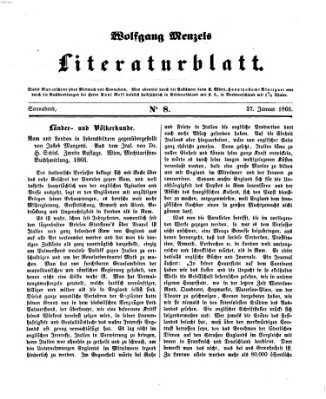 Literaturblatt (Morgenblatt für gebildete Stände) Samstag 27. Januar 1866