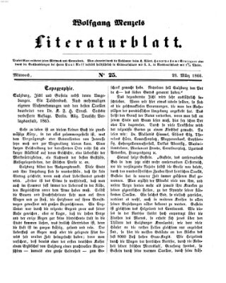 Literaturblatt (Morgenblatt für gebildete Stände) Mittwoch 28. März 1866