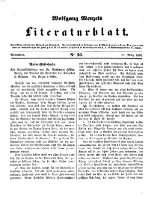 Literaturblatt (Morgenblatt für gebildete Stände) Samstag 31. März 1866