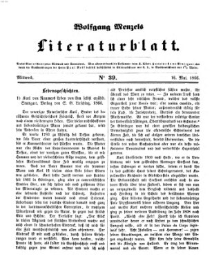 Literaturblatt (Morgenblatt für gebildete Stände) Mittwoch 16. Mai 1866