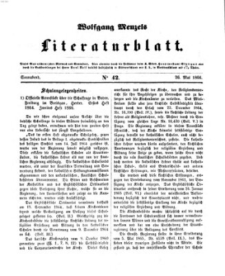 Literaturblatt (Morgenblatt für gebildete Stände) Samstag 26. Mai 1866
