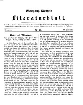 Literaturblatt (Morgenblatt für gebildete Stände) Samstag 14. Juli 1866