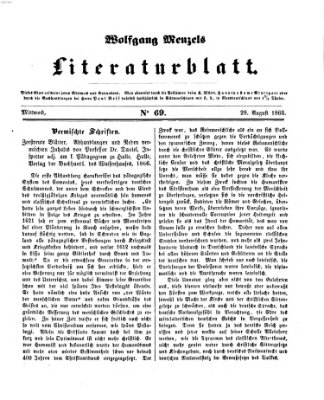 Literaturblatt (Morgenblatt für gebildete Stände) Mittwoch 29. August 1866