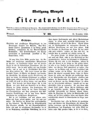Literaturblatt (Morgenblatt für gebildete Stände) Mittwoch 12. Dezember 1866