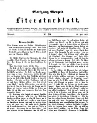 Literaturblatt (Morgenblatt für gebildete Stände) Mittwoch 10. Juli 1867