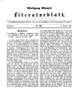Literaturblatt (Morgenblatt für gebildete Stände) Samstag 5. Oktober 1867