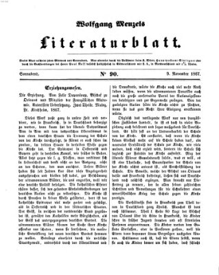 Literaturblatt (Morgenblatt für gebildete Stände) Samstag 9. November 1867
