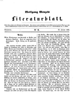 Literaturblatt (Morgenblatt für gebildete Stände) Samstag 25. Januar 1868