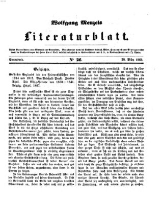 Literaturblatt (Morgenblatt für gebildete Stände) Samstag 28. März 1868