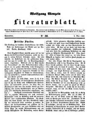Literaturblatt (Morgenblatt für gebildete Stände) Samstag 2. Mai 1868