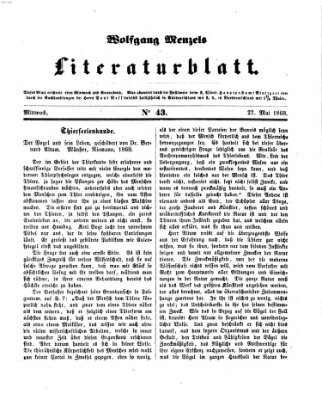 Literaturblatt (Morgenblatt für gebildete Stände) Mittwoch 27. Mai 1868