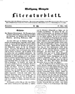 Literaturblatt (Morgenblatt für gebildete Stände) Samstag 27. März 1869