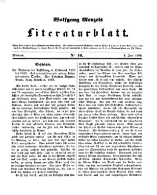 Literaturblatt (Morgenblatt für gebildete Stände) Mittwoch 9. Juni 1869