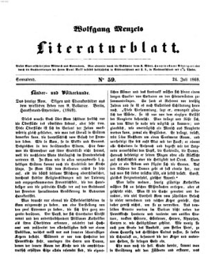 Literaturblatt (Morgenblatt für gebildete Stände) Samstag 24. Juli 1869
