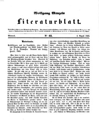 Literaturblatt (Morgenblatt für gebildete Stände) Mittwoch 4. August 1869