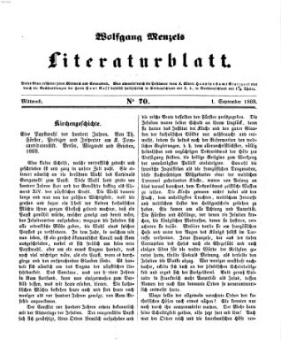 Literaturblatt (Morgenblatt für gebildete Stände) Mittwoch 1. September 1869