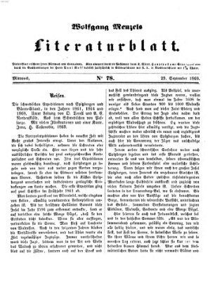 Literaturblatt (Morgenblatt für gebildete Stände) Mittwoch 29. September 1869