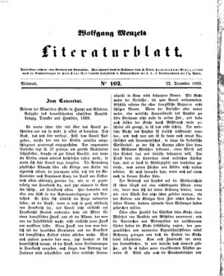 Literaturblatt (Morgenblatt für gebildete Stände) Mittwoch 22. Dezember 1869
