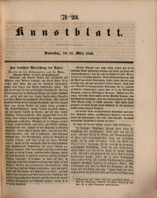 Morgenblatt für gebildete Leser (Morgenblatt für gebildete Stände) Donnerstag 19. März 1840