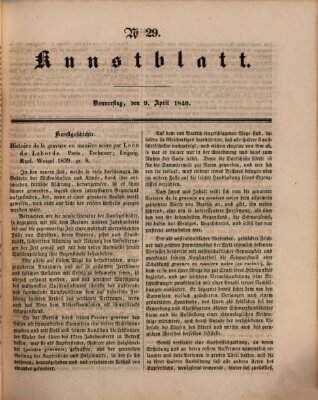 Morgenblatt für gebildete Leser (Morgenblatt für gebildete Stände) Donnerstag 9. April 1840