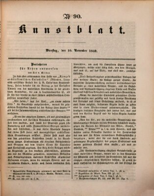 Morgenblatt für gebildete Leser (Morgenblatt für gebildete Stände) Dienstag 10. November 1840