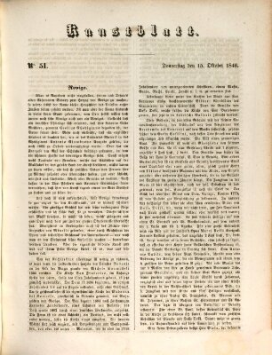 Morgenblatt für gebildete Leser (Morgenblatt für gebildete Stände) Donnerstag 15. Oktober 1846