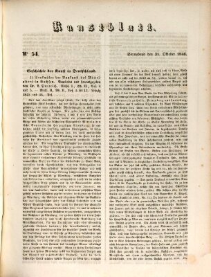 Morgenblatt für gebildete Leser (Morgenblatt für gebildete Stände) Samstag 31. Oktober 1846