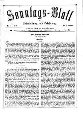 Sonntagsblatt zur Unterhaltung und Belehrung (Fürther Abendzeitung) Sonntag 27. Februar 1870