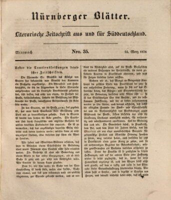 Nürnberger Blätter Mittwoch 23. März 1831