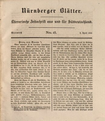 Nürnberger Blätter Mittwoch 6. April 1831