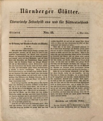 Nürnberger Blätter Mittwoch 4. Mai 1831