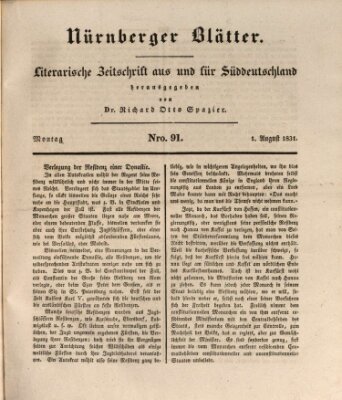 Nürnberger Blätter Montag 1. August 1831