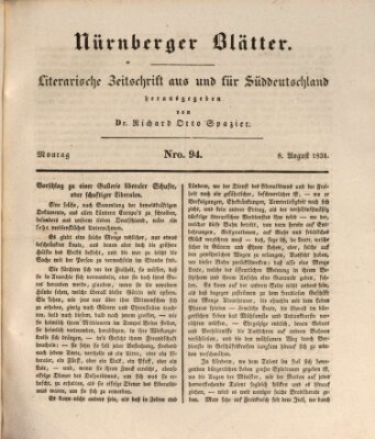 Nürnberger Blätter Montag 8. August 1831