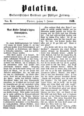 Palatina (Pfälzer Zeitung) Freitag 7. Januar 1859