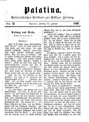 Palatina (Pfälzer Zeitung) Freitag 14. Januar 1859