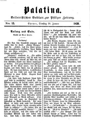 Palatina (Pfälzer Zeitung) Dienstag 18. Januar 1859