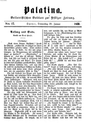 Palatina (Pfälzer Zeitung) Donnerstag 20. Januar 1859