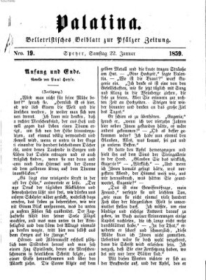 Palatina (Pfälzer Zeitung) Samstag 22. Januar 1859