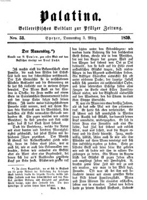 Palatina (Pfälzer Zeitung) Donnerstag 3. März 1859