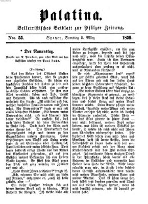 Palatina (Pfälzer Zeitung) Samstag 5. März 1859
