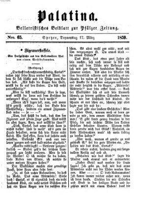 Palatina (Pfälzer Zeitung) Donnerstag 17. März 1859