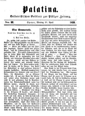 Palatina (Pfälzer Zeitung) Montag 18. April 1859