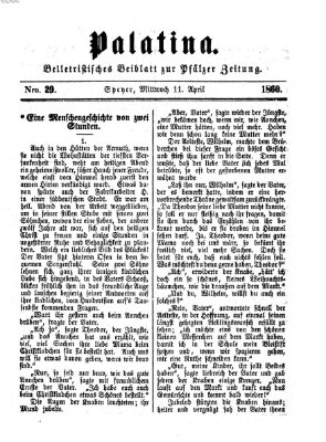 Palatina (Pfälzer Zeitung) Mittwoch 11. April 1860