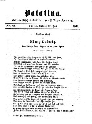 Palatina (Pfälzer Zeitung) Mittwoch 20. Juni 1860