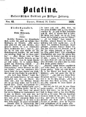 Palatina (Pfälzer Zeitung) Mittwoch 24. Oktober 1860