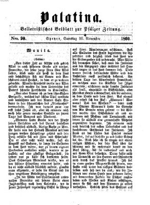 Palatina (Pfälzer Zeitung) Samstag 10. November 1860
