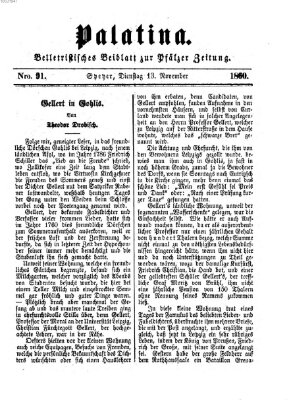 Palatina (Pfälzer Zeitung) Dienstag 13. November 1860