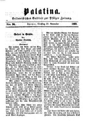 Palatina (Pfälzer Zeitung) Dienstag 20. November 1860